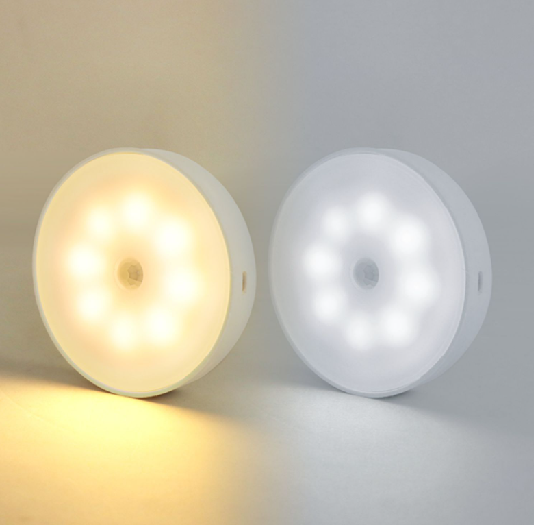 Motion sensor light in warm white next to cool white