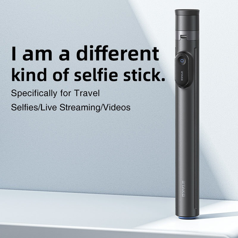 Auto-open tripod folded down to a compact stick