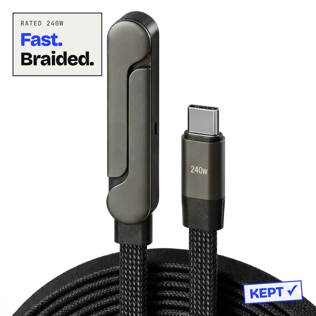 240W braided USB-C cable with fold-out stand head