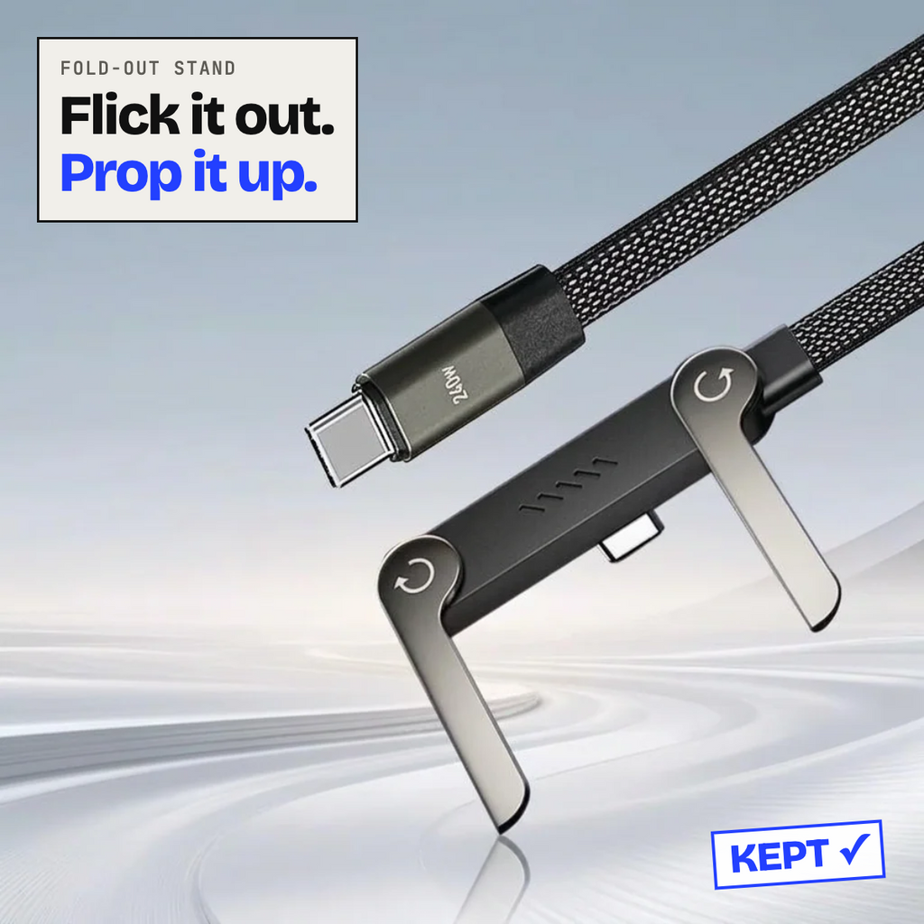 Fold-out stand legs on the cable head